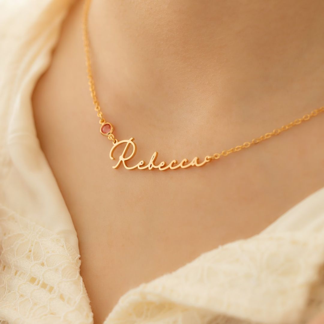 Personalized Birthstone Name Necklace - Main Image