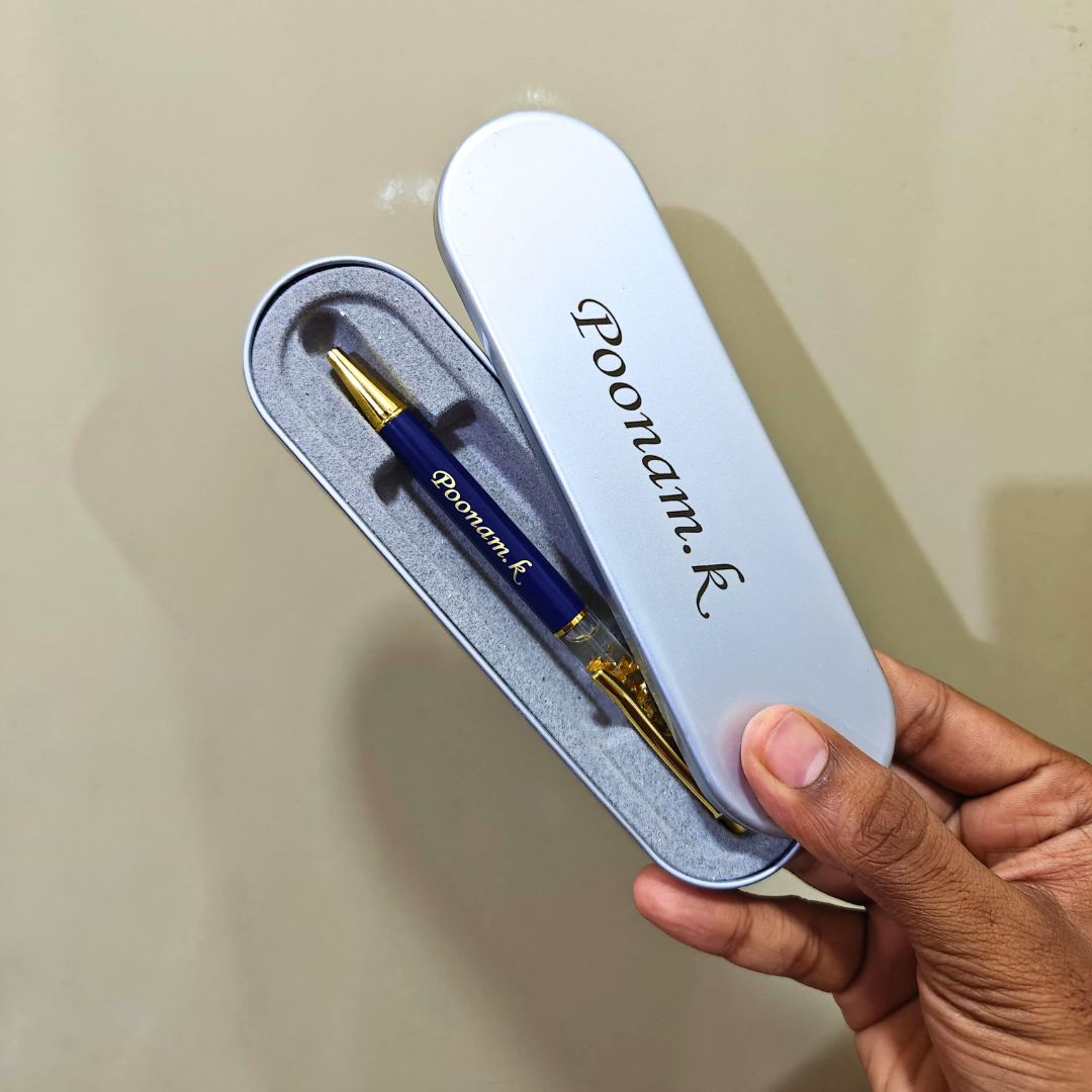 Personalized Black Golden Metal Pen With Name Engraved