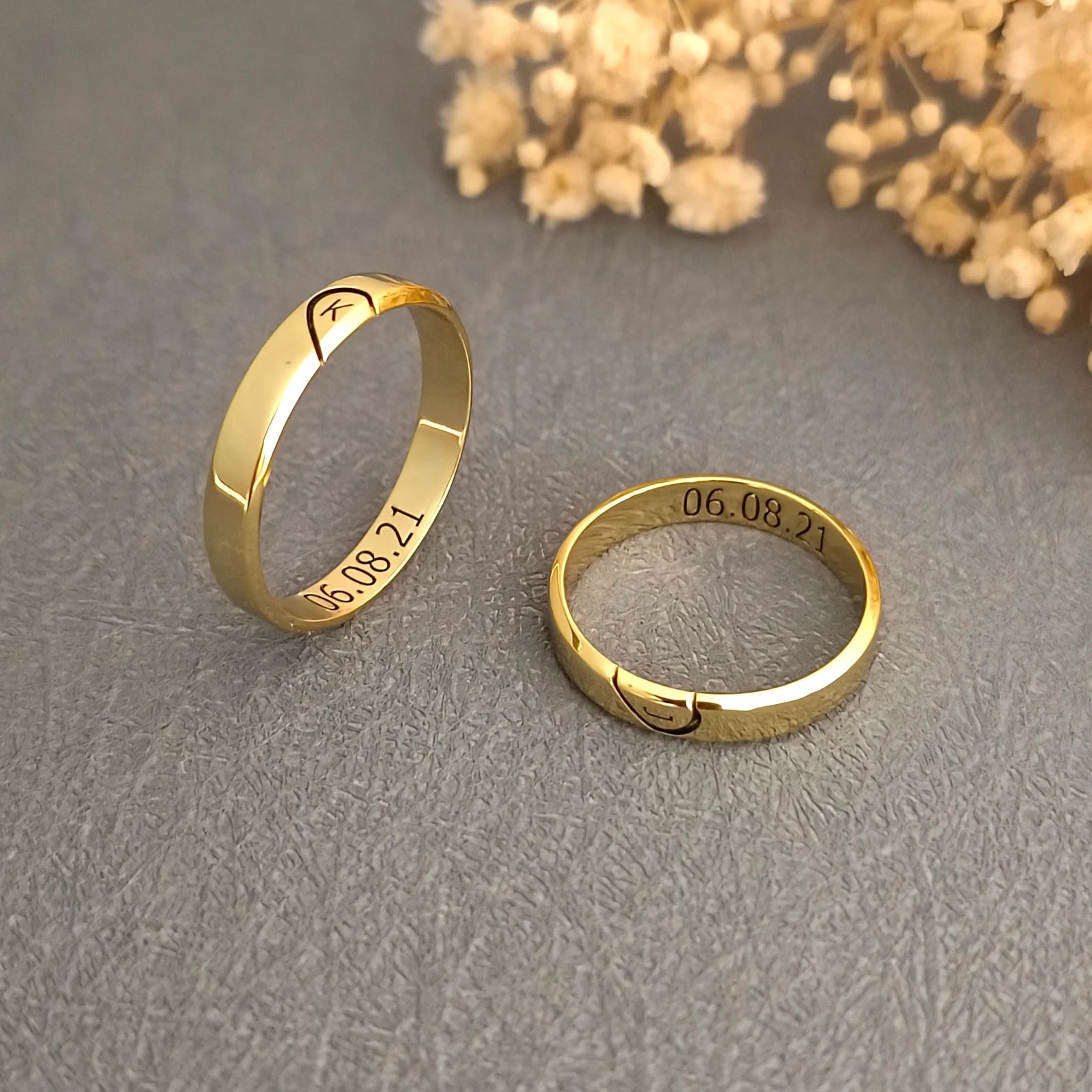 Engagement Couple Rings Gold With Letters Buy Couple Ring His