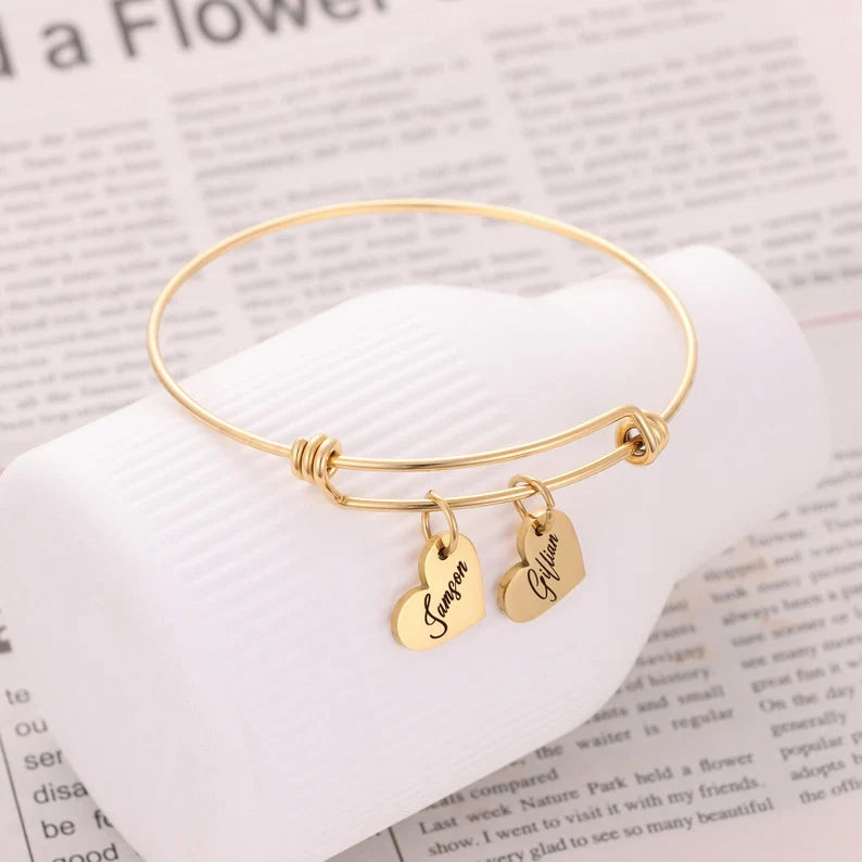 Personalized Heart Shape Couple Name Bracelet