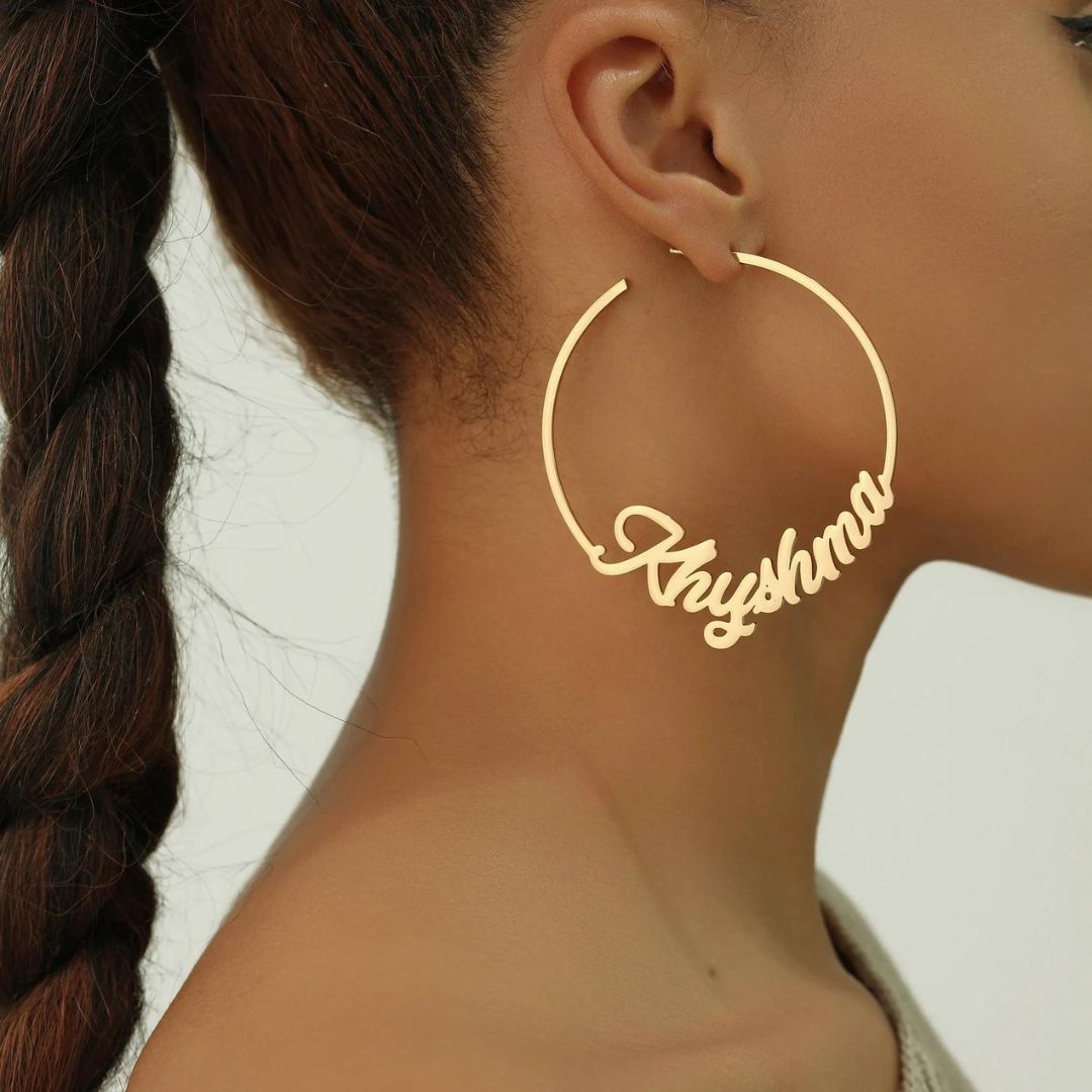 Personalized Name Hoop Earrings - Main Image