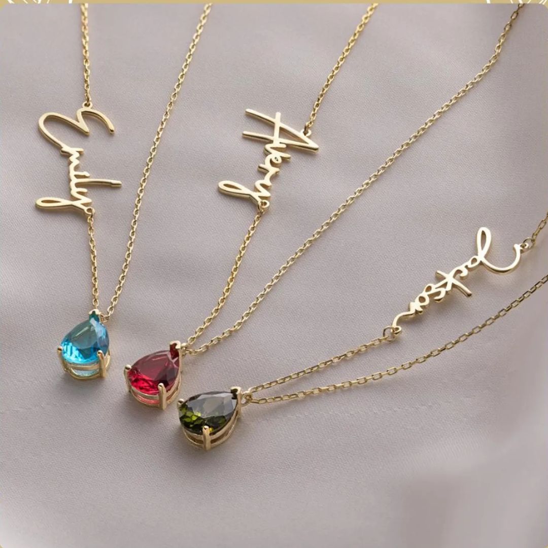 Personalized Name Necklace with Birthstone