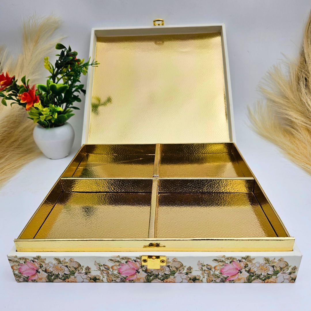 Printed 4 Partition Box With Dry Fruits