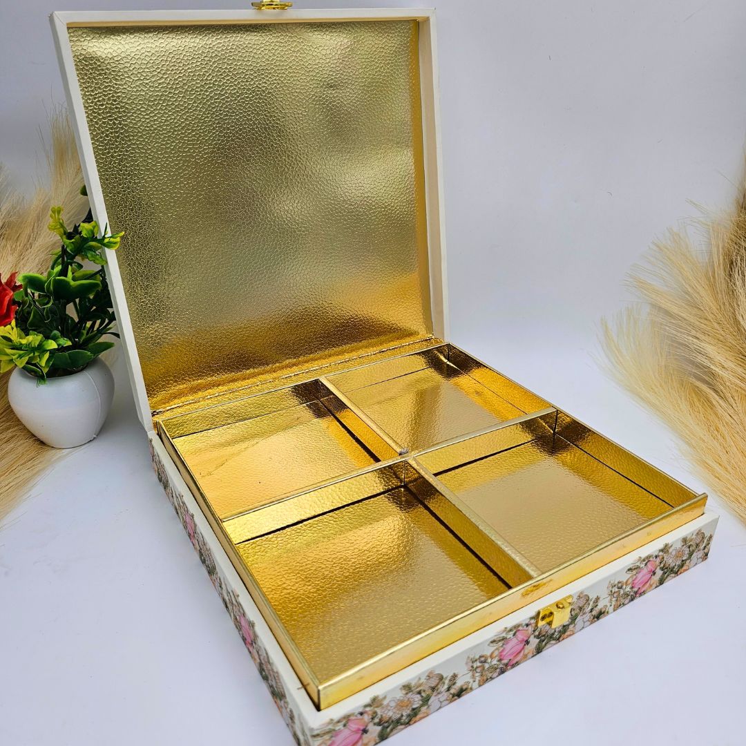 Printed 4 Partition Box With Dry Fruits