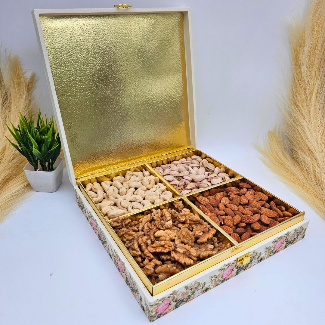 Printed 4 Partition Box With Dry Fruits
