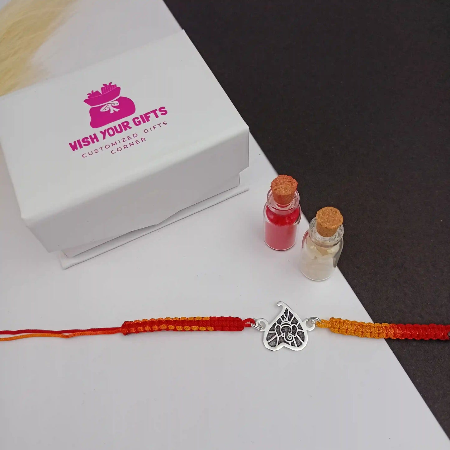 Silver Leaf Ganesha Rakhi