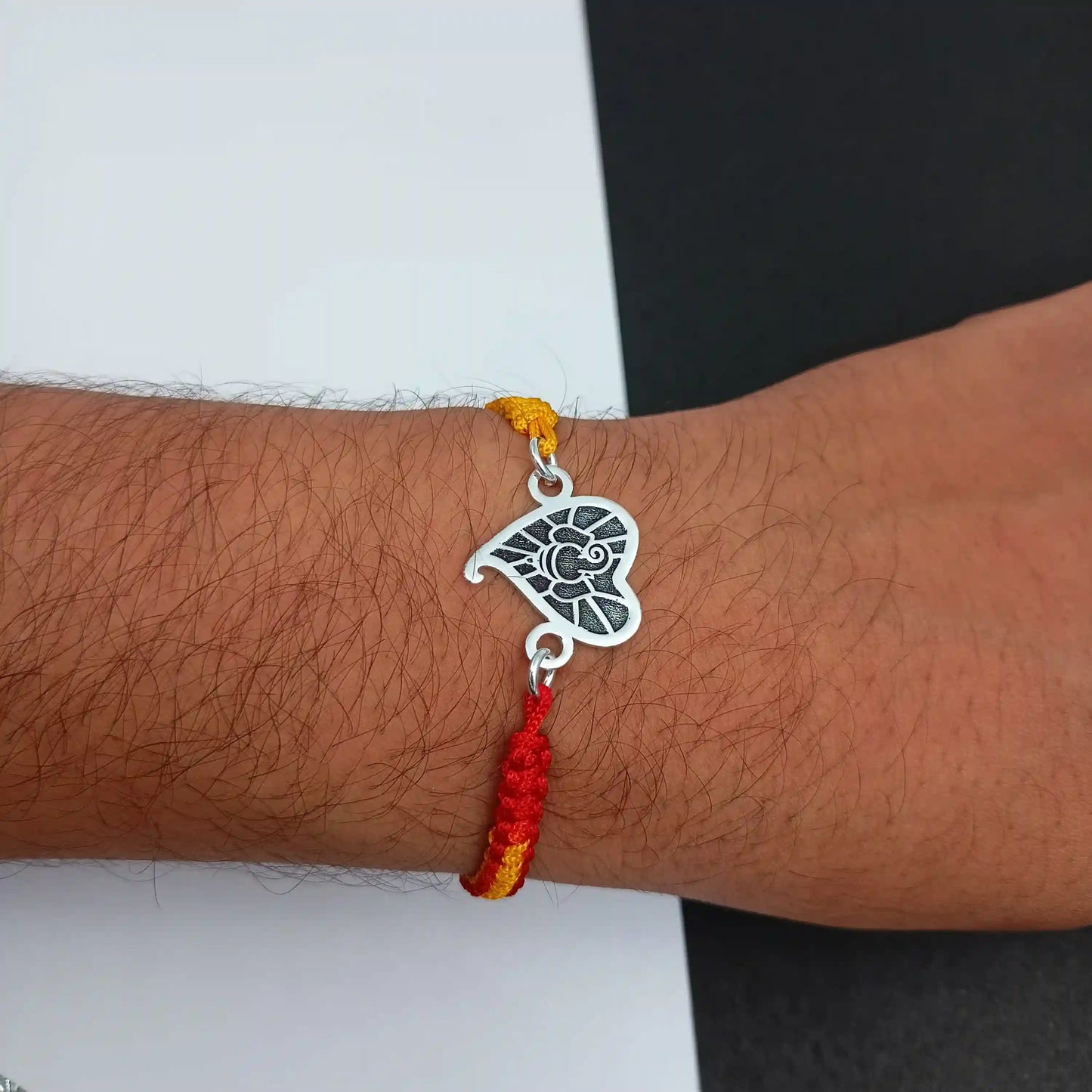 Silver Leaf Ganesha Rakhi