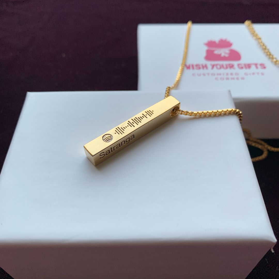 Custom Spotify Code Bar Necklace For Men & Women