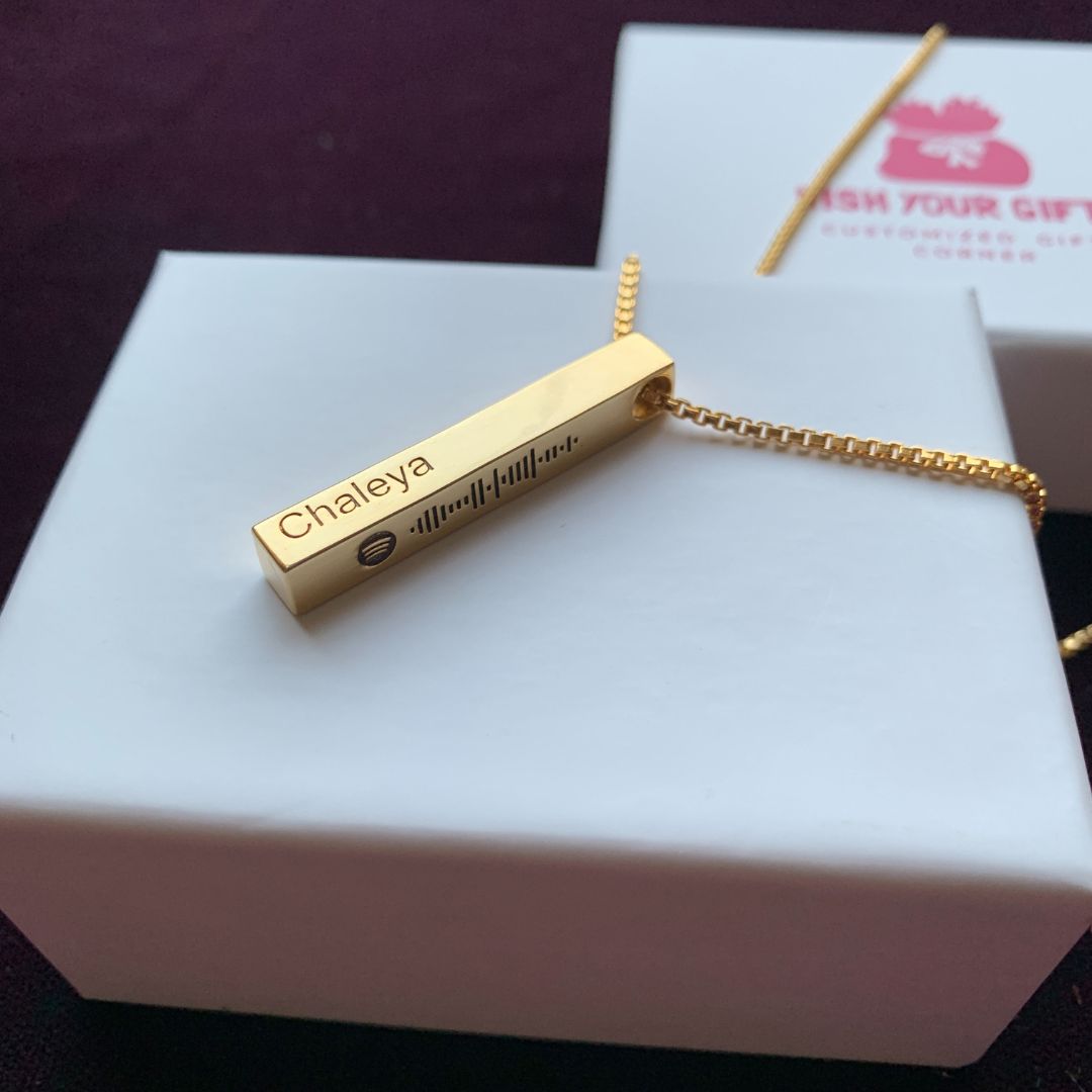 Custom Spotify Code Bar Necklace For Men & Women