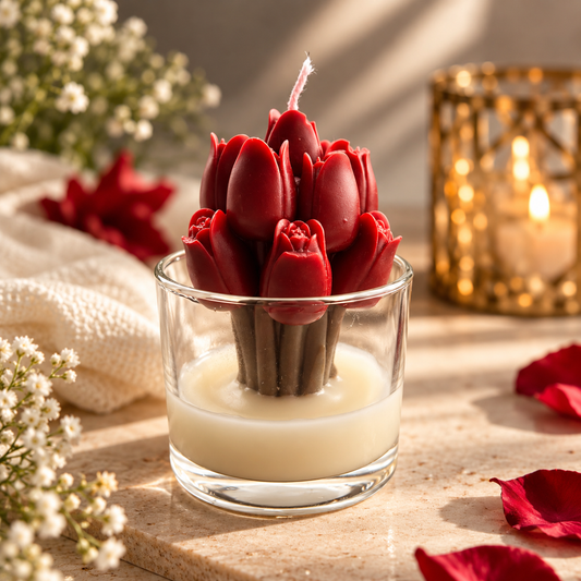Tulip Bouquet Candle in Glass Jar