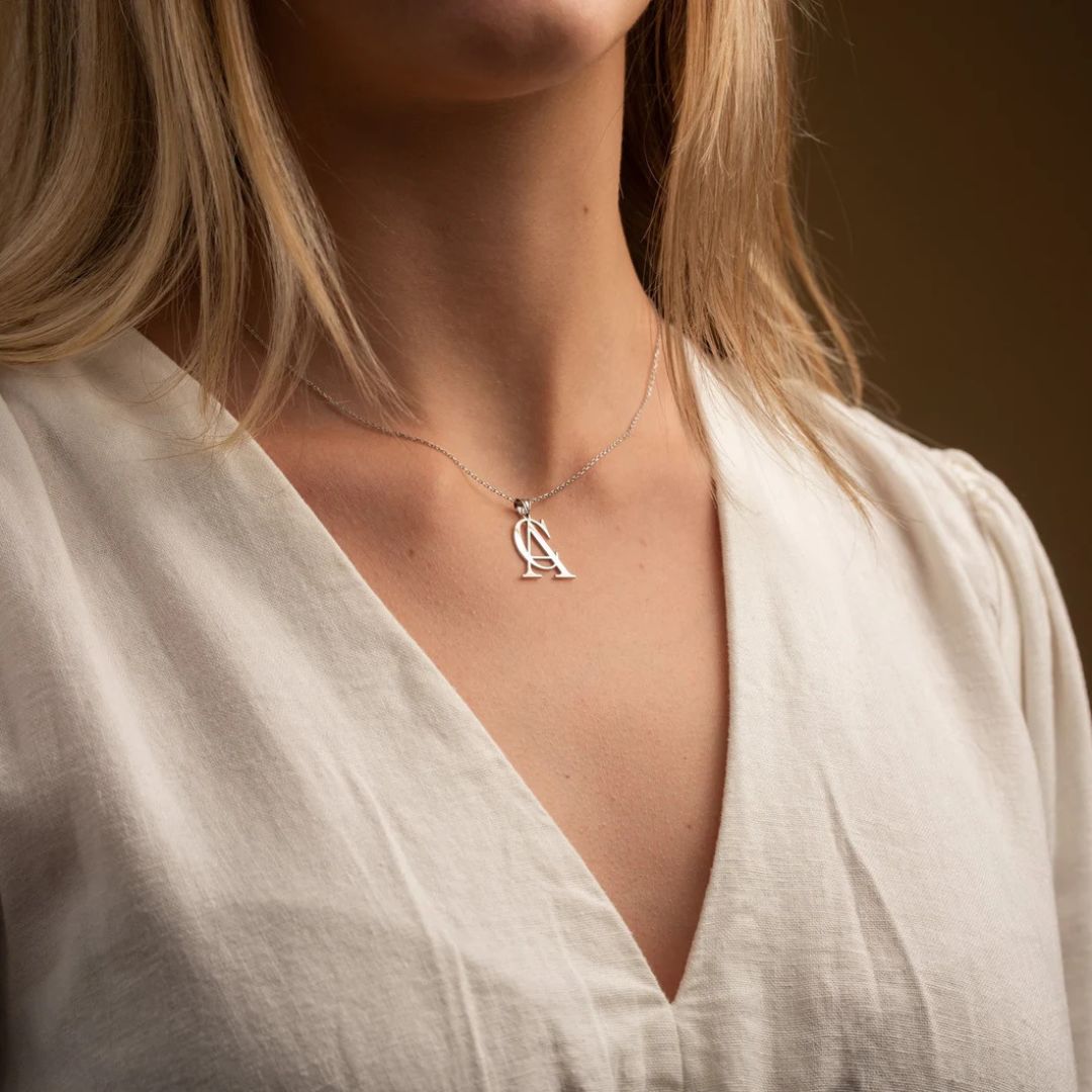 Double Letters Pendant, Couple necklace, Custom Initial Necklace