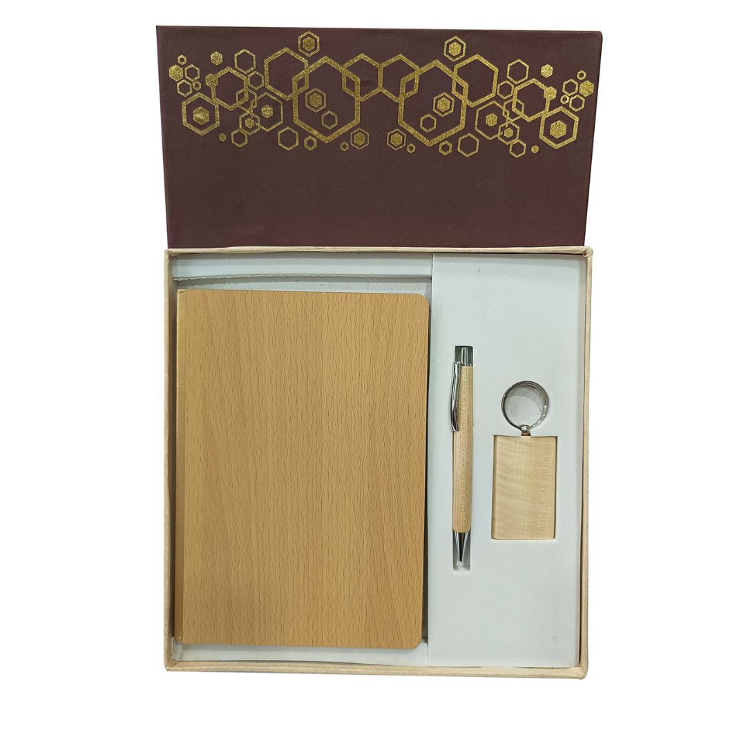 Wooden Diary Pen and Keychain Set