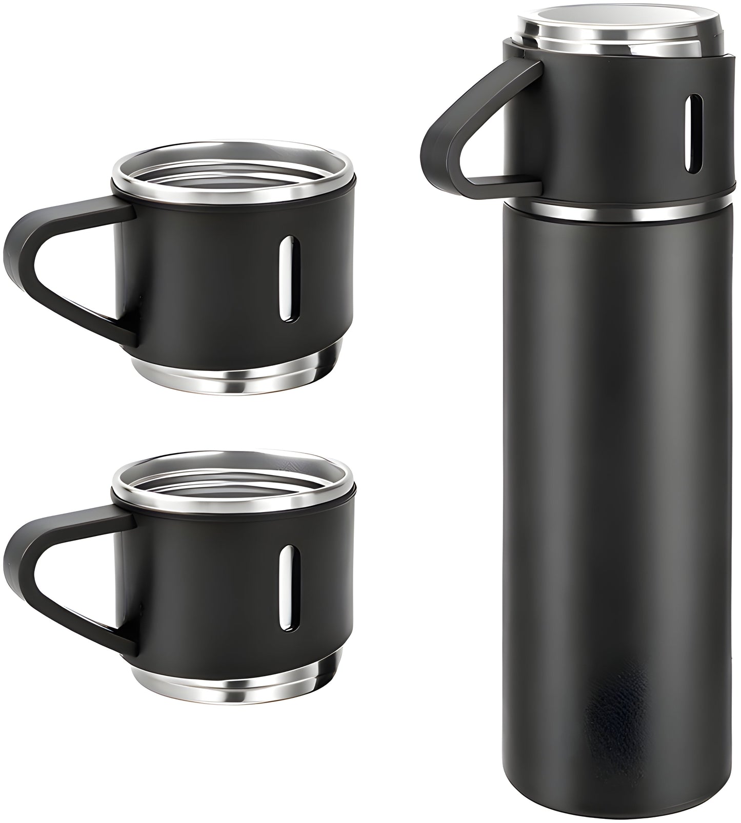 Customized/Personalized Stainless Steel Water Bottle Vacuum Flask Set With 3 Steel Cups Combo | Best Corporate Gift | 500ML