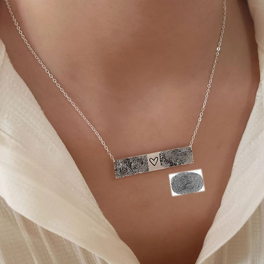 Two Fingerprints Bar Necklace