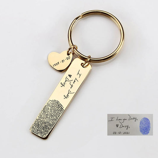 Customized Fingerprint Keychain With Name and Date