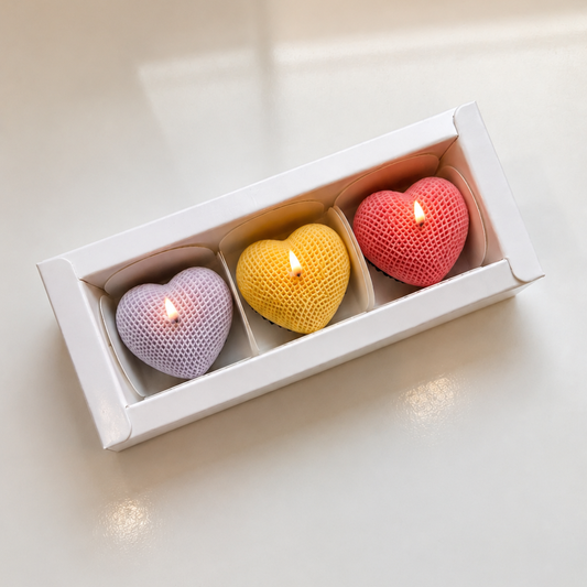 3D Heart Candle- Set of 3