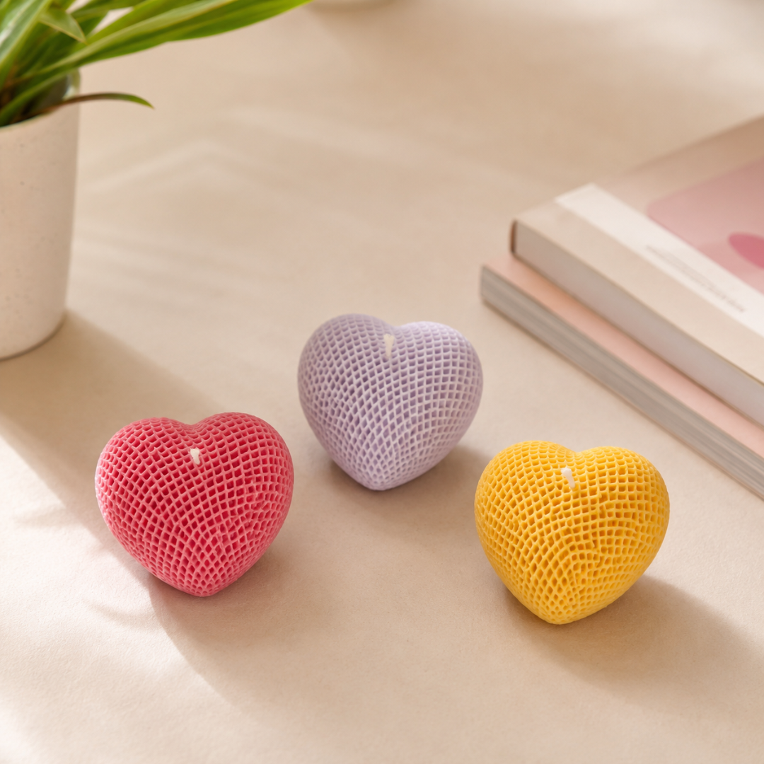 3D Heart Candle- Set of 3