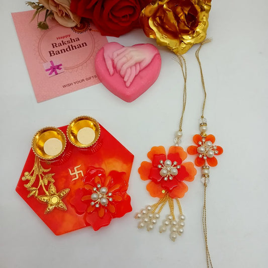 Bhaiya Bhabhi Rakhi with Handcrafted Resin Thali
