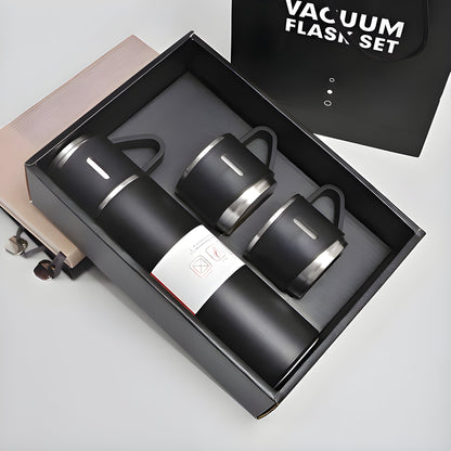 Customized/Personalized Stainless Steel Water Bottle Vacuum Flask Set With 3 Steel Cups Combo | Best Corporate Gift | 500ML