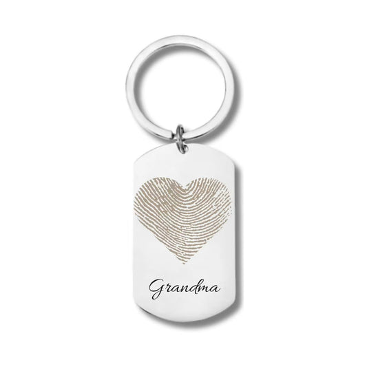 Custom Heart Shape Fingerprint With Name Keychain
