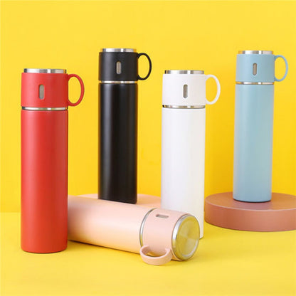 Customized/Personalized Stainless Steel Water Bottle Vacuum Flask Set With 3 Steel Cups Combo | Best Corporate Gift | 500ML