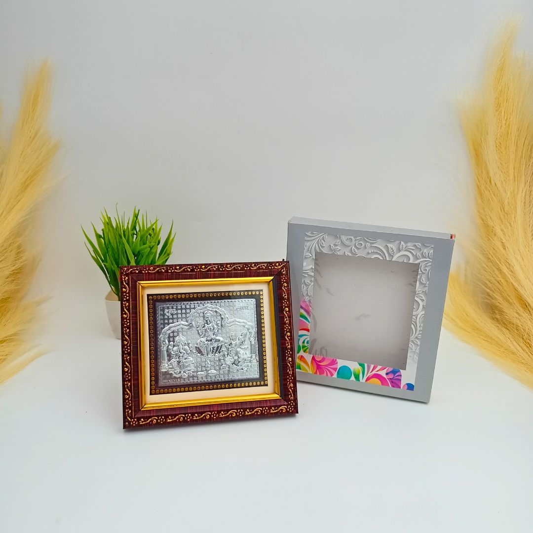 999 Pure Silver Ganesh Laxmi Saraswati Frame