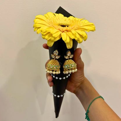 Beautiful Sunflower Bouquet With Jhumka