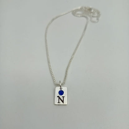 Birthstone Initial Tag Necklace