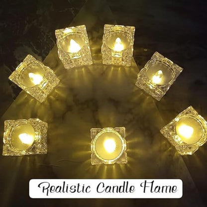 Block Crystal LED Tealight Candles for Home Decoration