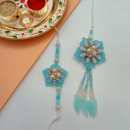 Blue Petals Love Couple Rakhi