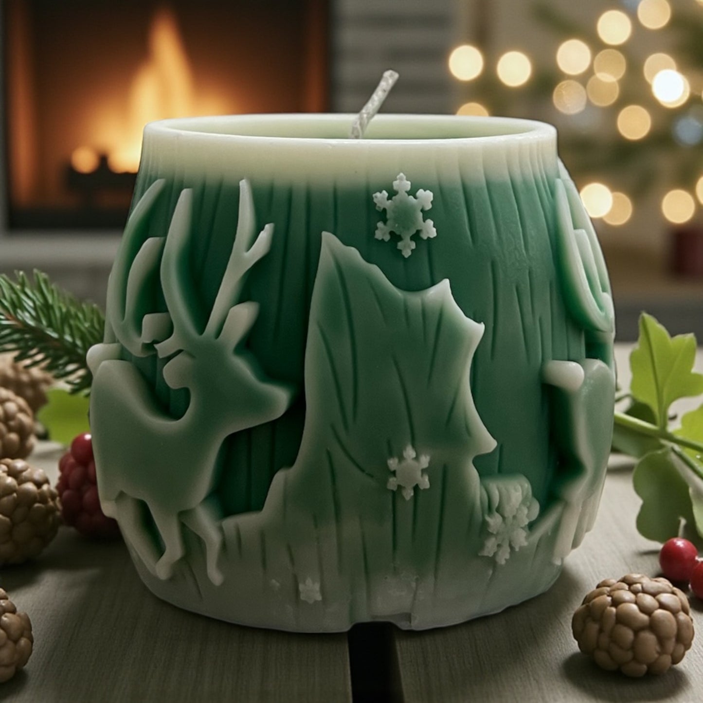 Snowy Deer Glow Candle