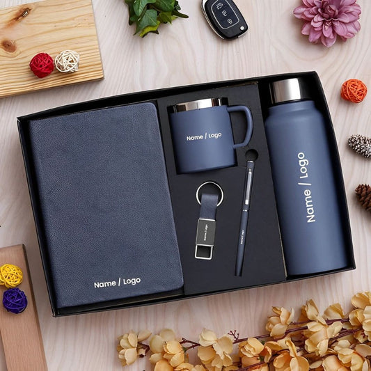 Corporate Gift Set | Customized With Name & Logo | Diary, Keychain, Pen Bottle With Mug