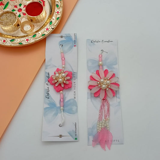 Crystal Flower Rakhi For Bhaiya Bhabhi