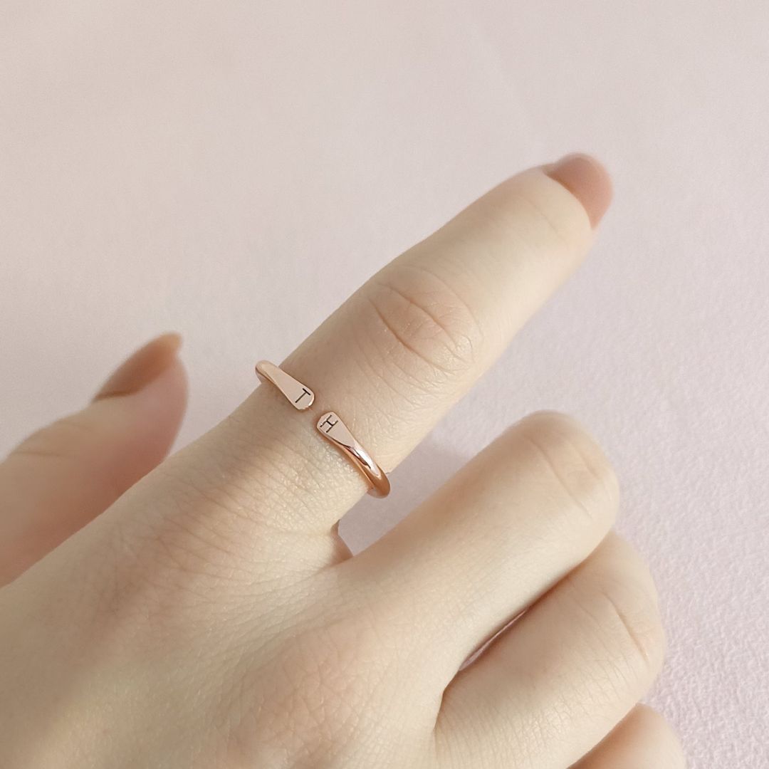 Custom Couple's Initials Ring - Two Initial Open Ring