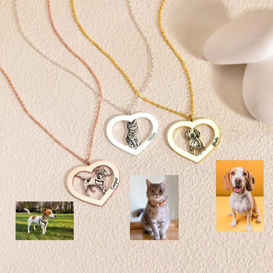 Custom Engraved Pet Portrait Necklace