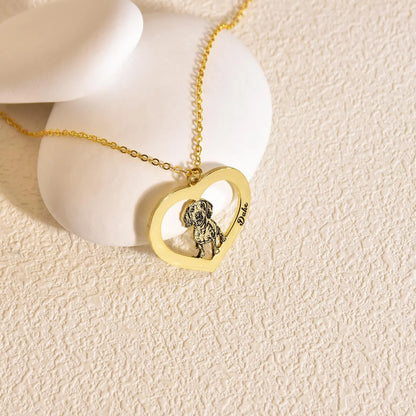 Custom Engraved Pet Portrait Necklace