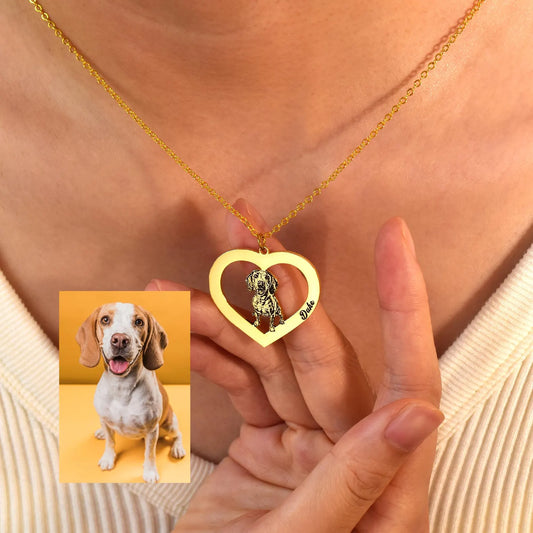 Custom Engraved Pet Portrait Necklace