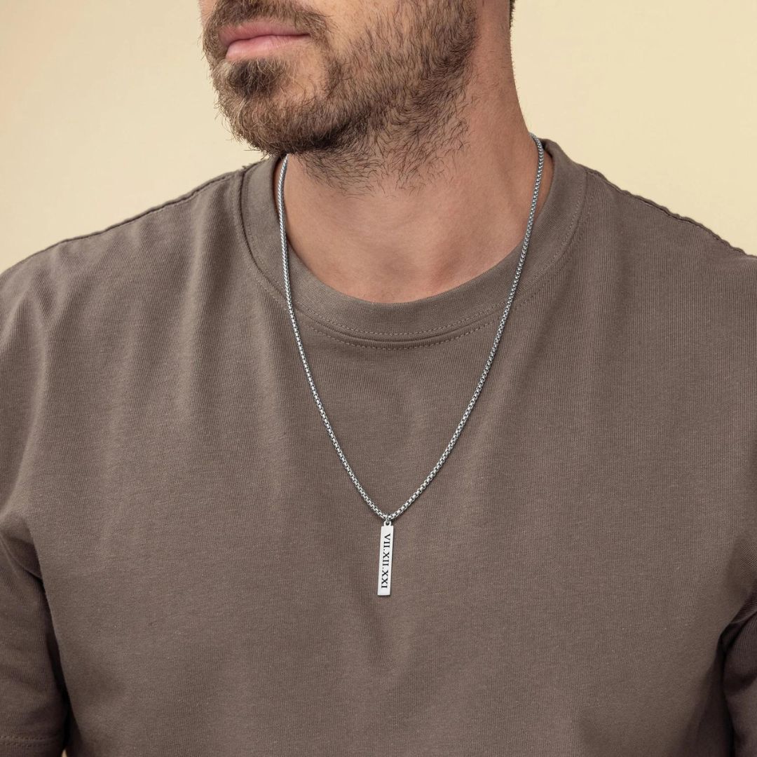 Custom Men's Bar Pendant Necklace