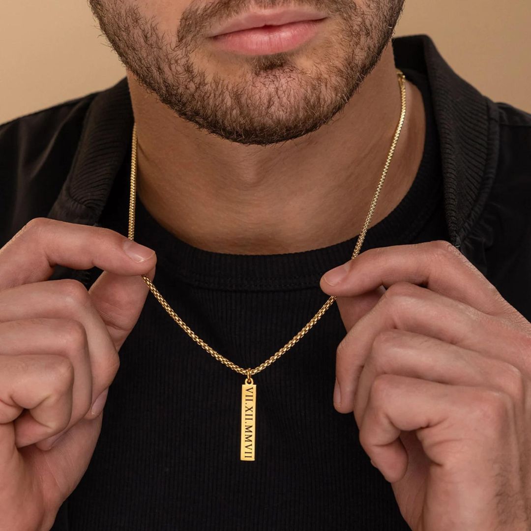 Custom Men's Bar Pendant Necklace