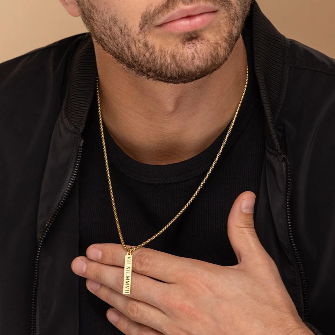 Custom Men's Bar Pendant Necklace