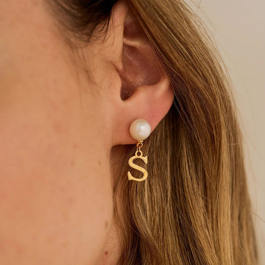 Custom Pearl Initial Earrings