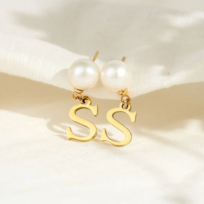 Custom Pearl Initial Earrings