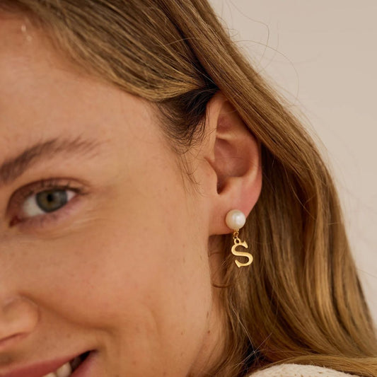 Custom Pearl Initial Earrings