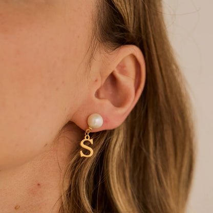 Custom Pearl Initial Earrings
