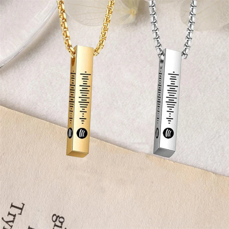 Custom Spotify Code Bar Necklace For Men & Women