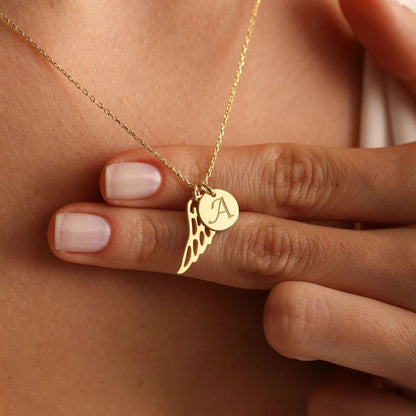 Custom Memorial Wing Necklace, Personalised Angel Wing Necklace