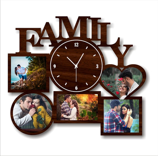 Customized Family Wall Clock With 5 Photos