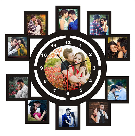 Customized MDF Wall Clock With 10 Photos