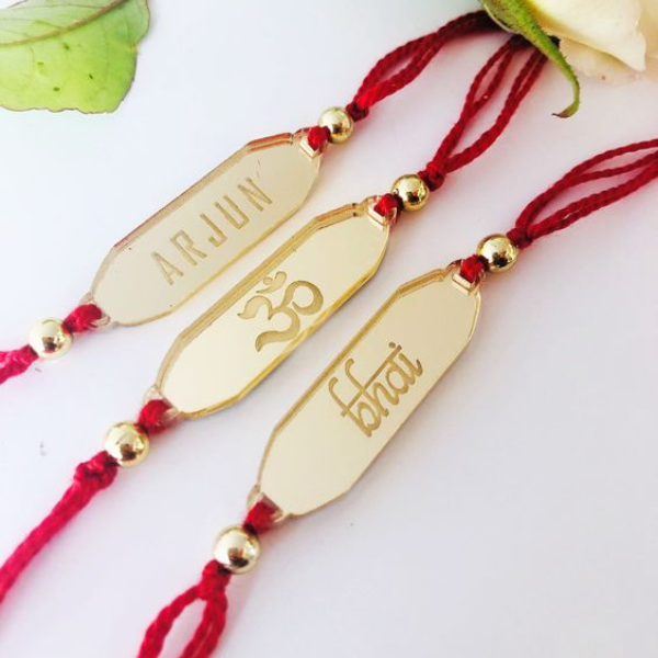 Rectangular Rakhis Customized Rectangle Rakhi Set of 3 – Wish Your Gifts