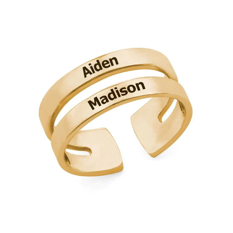 Customized Two Name Ring